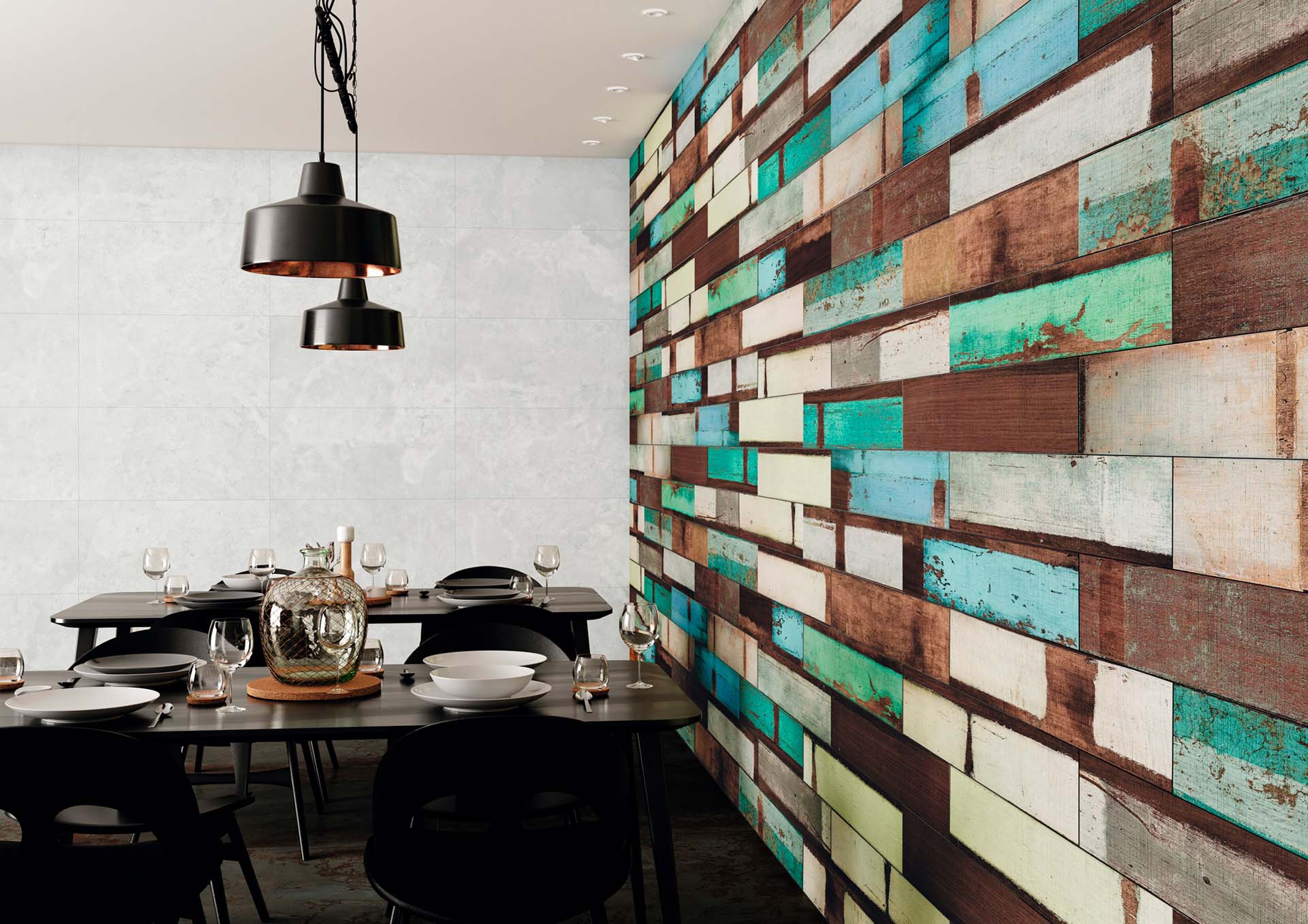 restaurante con paredes de madera